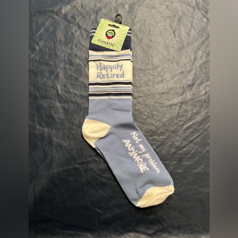 “Happily Retired” socks - never worn